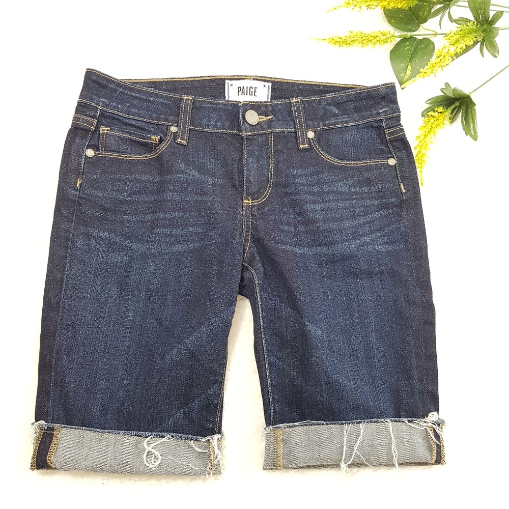 Women's Paige Cuffed Mid Rise Denim Shorts Blue